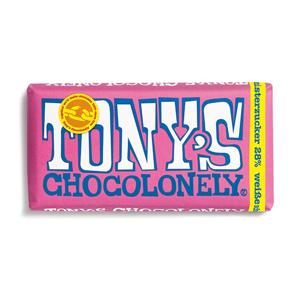 Weiße Schokolade mit Himbeere und Knisterzucker – Tony's Chocolonely