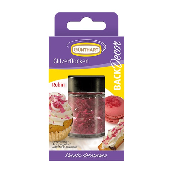 Glitzerflocken Zuckerfrei Rubin – Günthart Backdecor