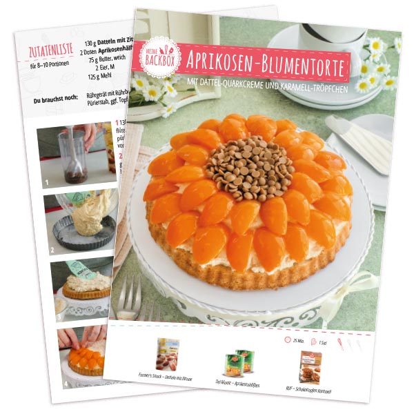 Aprikosen-Blumentorte – Rezeptkarte zum Download