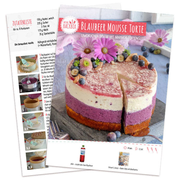 Blaubeer Mousse Torte – Rezeptkarte zum Download