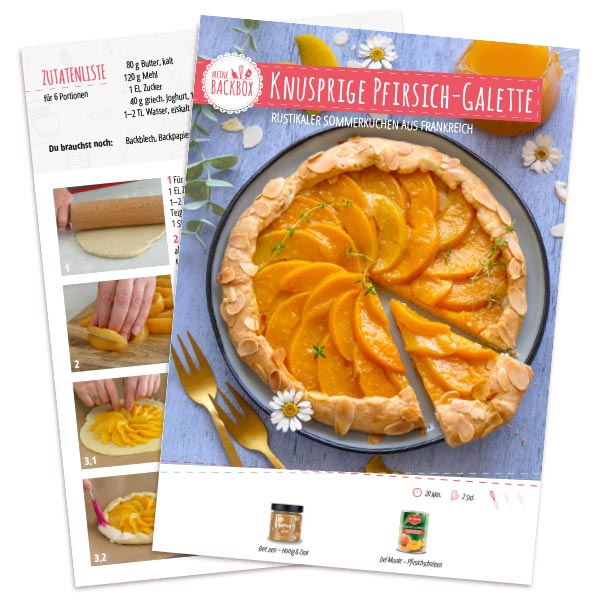 Knusprige Pfirsich-Galette – Rezeptkarte zum Download