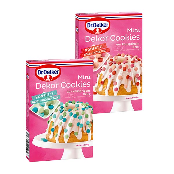 Dr. Oetker Mini Dekor Cookies Grün-Blauer und Rosa-Roter Mix