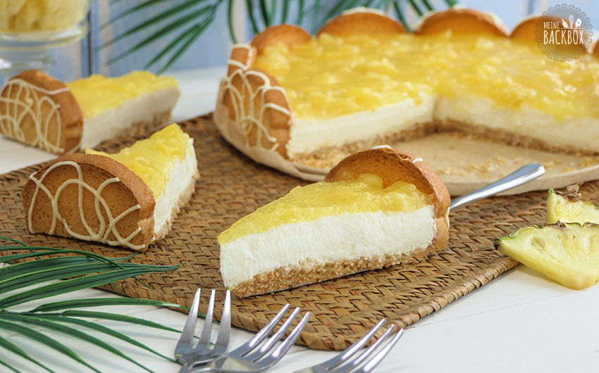 No Bake Ananas Torte mit Ananas Bruschetta und Zitronen-Quarkcreme