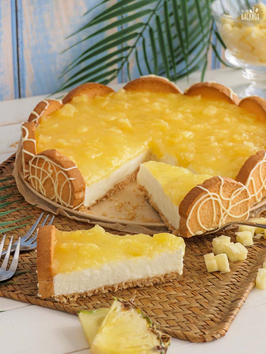 No Bake Ananas Torte mit Zitronen-Quarkcreme und Ananas-Bruschetta