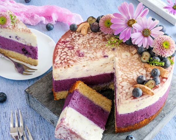 Sommerliche Mousse Torte mit Blaubeere