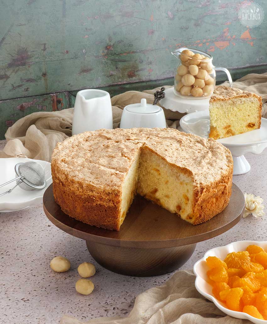 Rührkuchen mit Mandarinen & Macadamia-Nussbaiser