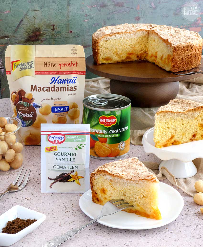 Rührkuchen mit Nussbaiser und die Produkte aus der Box