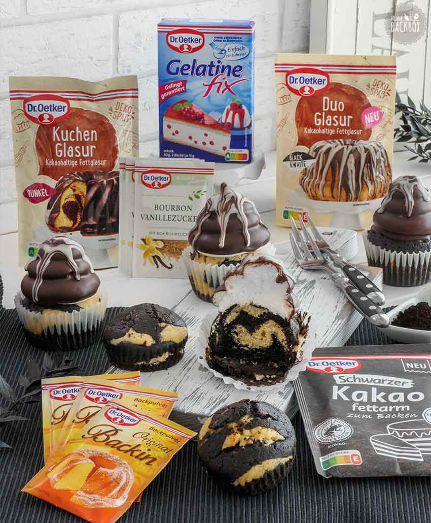 Meine Backbox X Dr. Oetker Backbox: Black & White Cupcakes mit den Produkten aus der Box