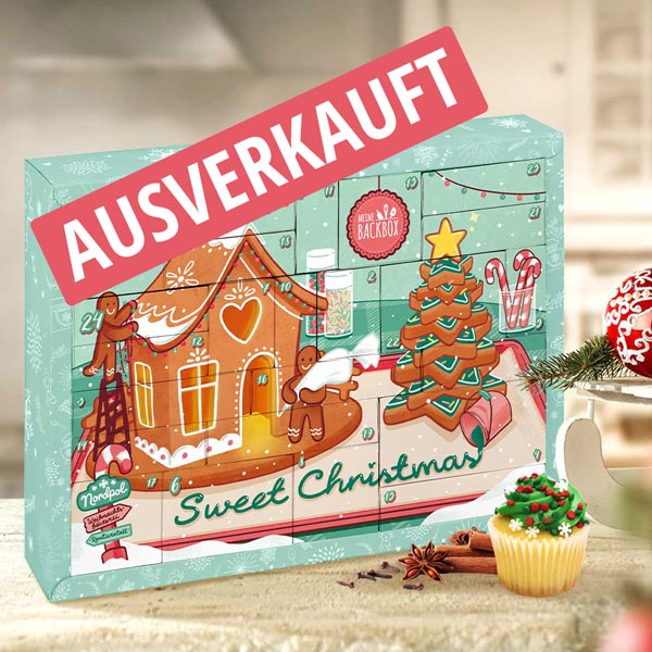 Ausverkauft - Meine Backbox Back Adventskalender 2024 mit süßem Lebkuchenhaus Design