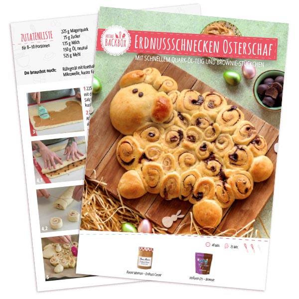 Rezeptkarte zum Download: Erdnussschnecken Osterschaf